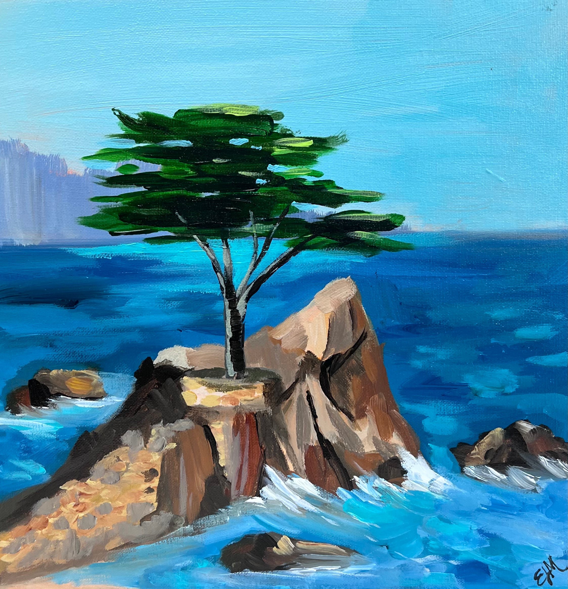 Atelier Giclée Print Museum Quality “Lone Cypress Tree Pebble Beach” Canvas 4X4 Mini