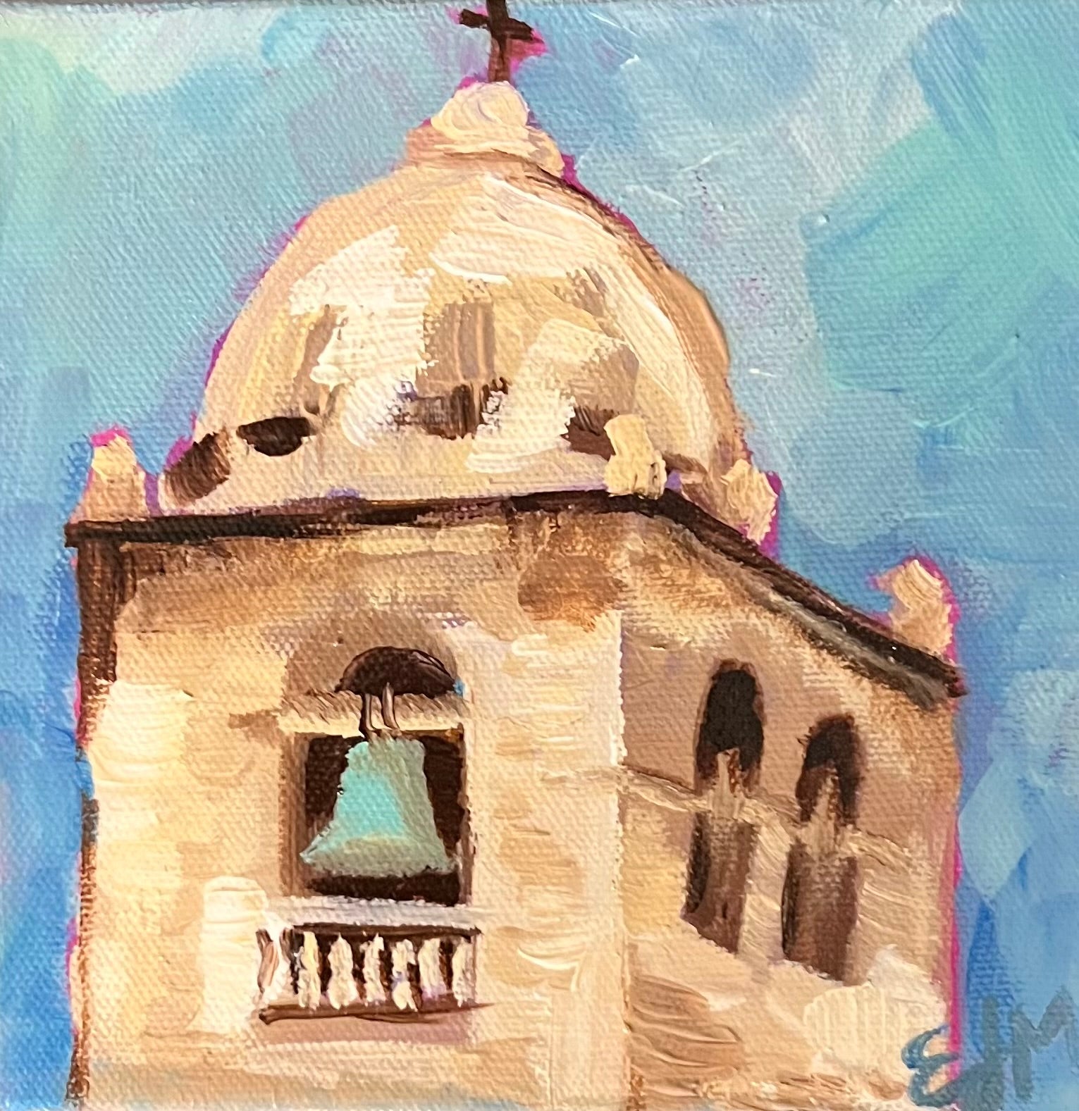 Original Painting Carmel Mission Bell Tower